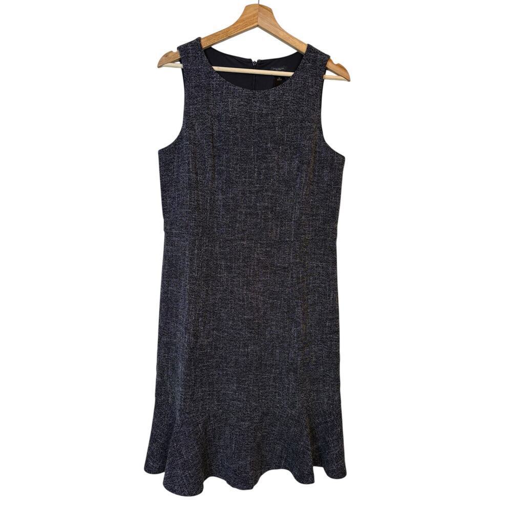 Ann Taylor A Line Sleeveless Dress Size 10 Gray Fluted Hem Business Casual NWT